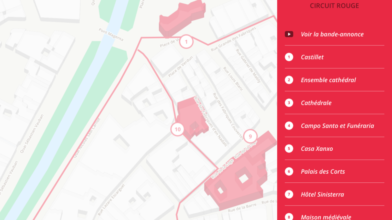 Plan du circuit avec liste des monuments