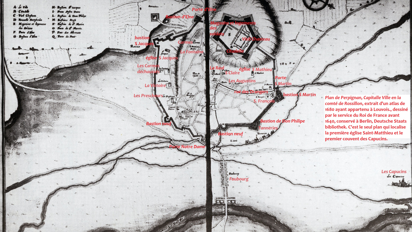 Plan de Perpignan, extrait d'un atlas de 1680