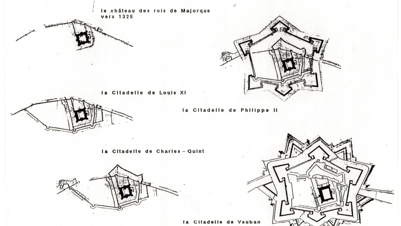 Reconstitution des étapes de construction de la Citadelle de Perpignan par Antoine de Roux