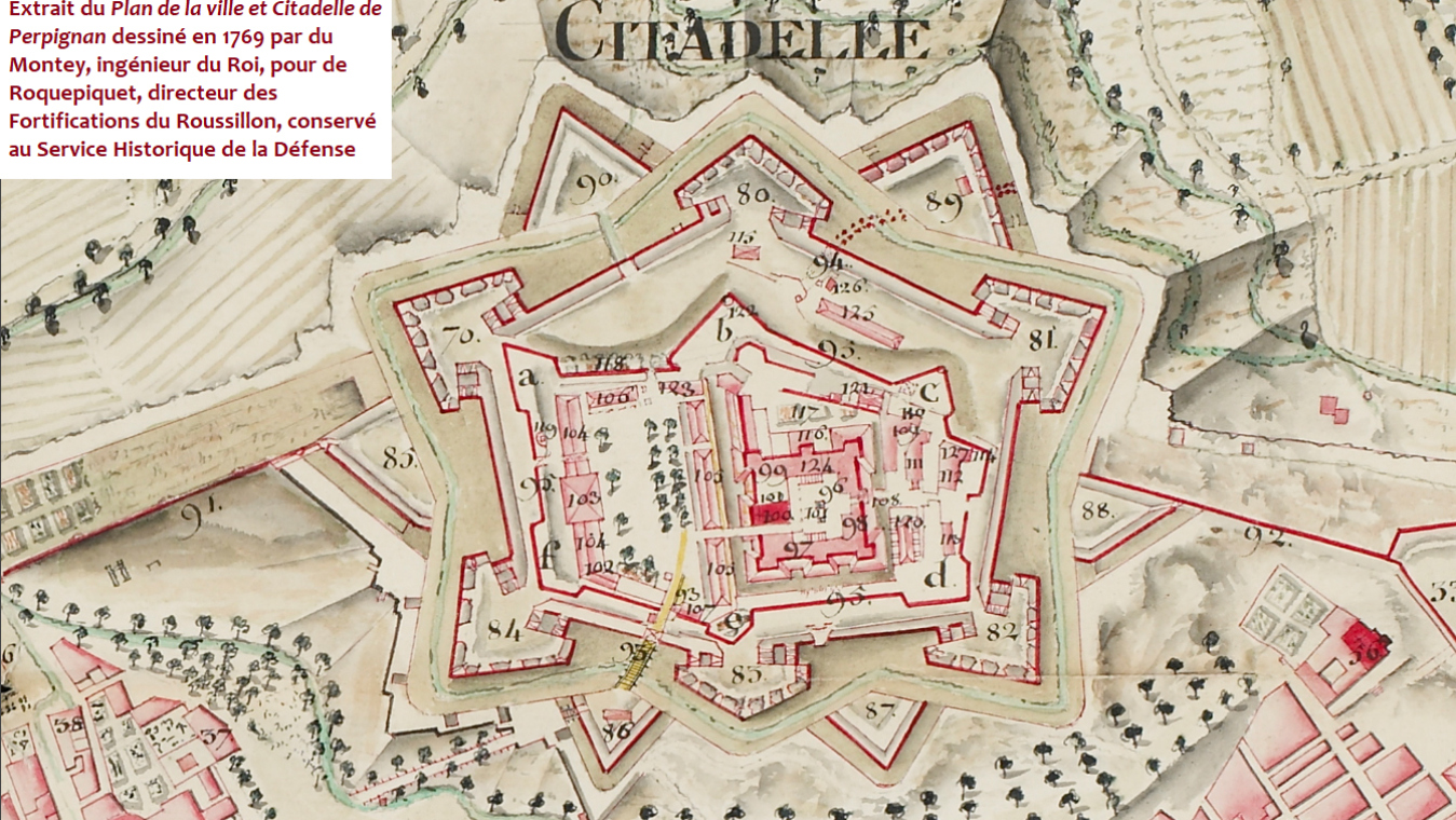 Extrait du "Plan de la Ville et Citadelle de Perpignan" dessiné en 1769 par du Montey