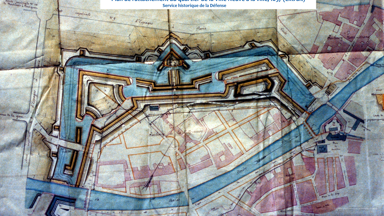 Plan de rattachement du quartier de la Ville Neuve à la ville - 1857 (extrait)