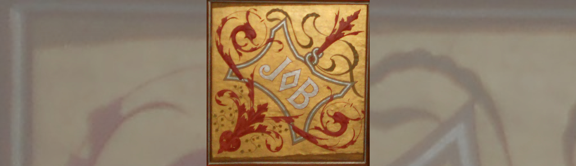 détail d'un plafond de l'hôtel Pams,monogramme JOB, un J puis un losange puis un B