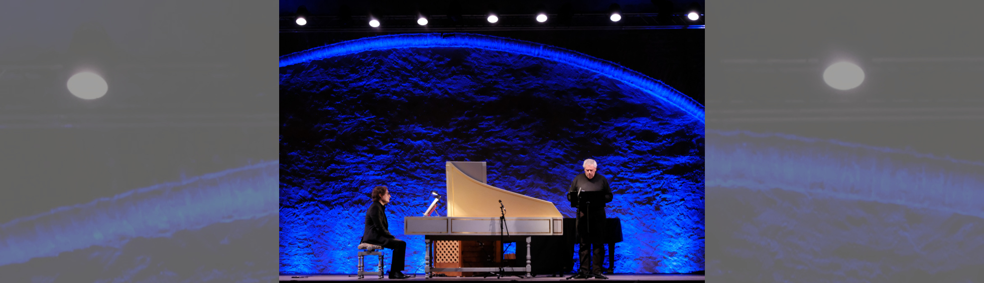 photo couleur  récit lecture Jean-Luc Dooms, clavecin et orgue Sébastien Wonner