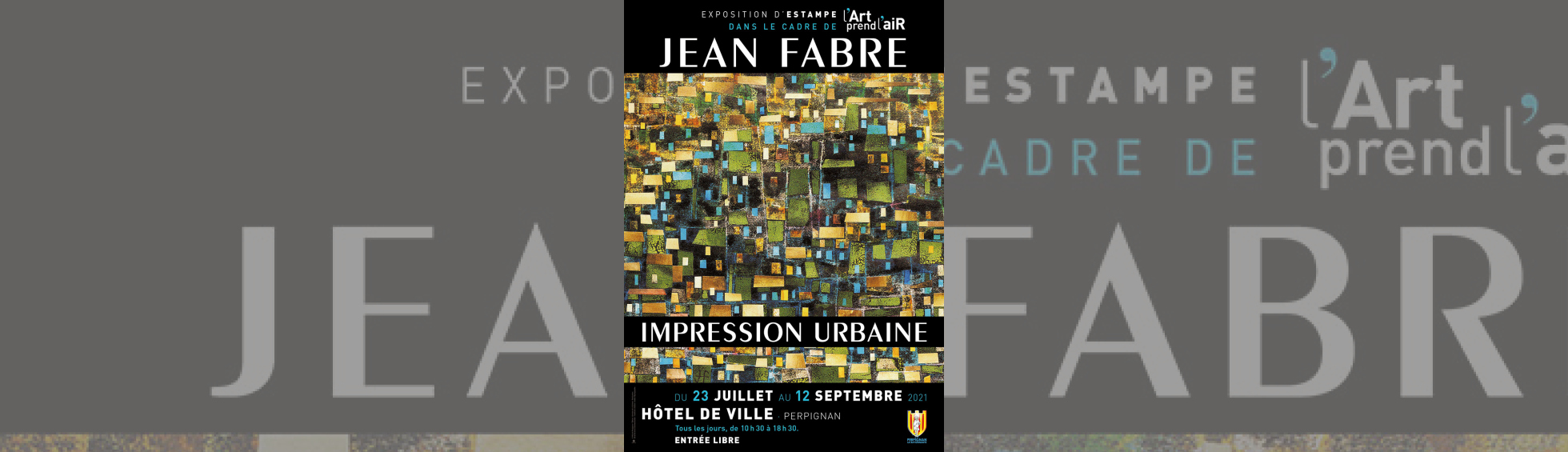 affiche de l'expostion - photo couleur d'une oeuvre de Jean Fabre dominance de couleur verte