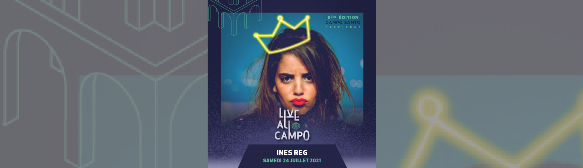 affiche spectacle Ines Reg - photo couleur portrait Ines Reg 