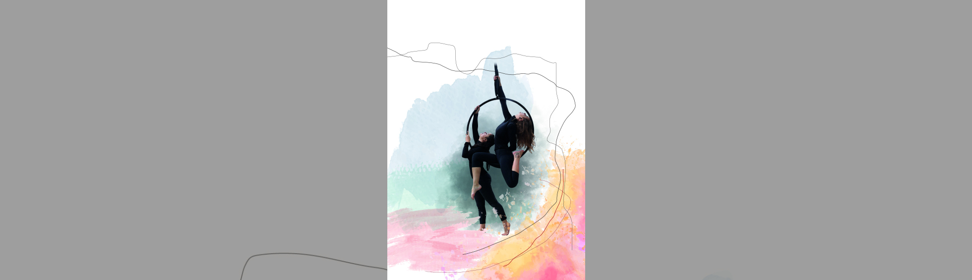 compagnie Chinook - deux accrobates évoluant avec un cerceau aérien