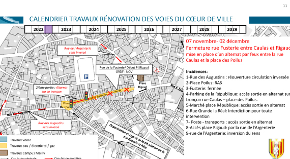 Fermeture Rue Fusterie entre Caulas et Rigaud - 07 NOV. AU 02 DEC. 2022