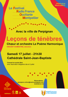 affiche concert "Leçon des ténèbres" - fond jaune et informations sur le concert