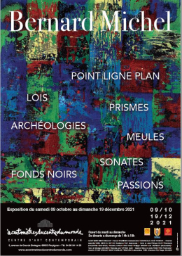 Exposition Bernard MIchel - peinture série de carré de couleur rouge vert bleu jaune