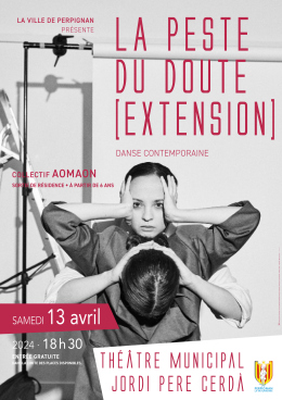 "La Peste du doute" par le collectif AOMAON - Affiche représentant deux personnes qui se tiennent la tête"