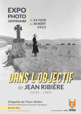 Affiche exposition "Dans l'objectif" de Jean Ribière - photo noir et blanc d'un paysage et un berger 